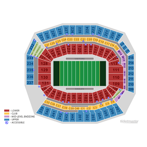 Philadelphia Eagles Seating Chart Map at Lincoln Financial Field