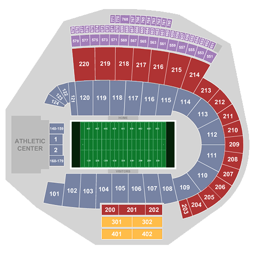 Colorado Buffaloes Football vs. Oklahoma State Cowboys Football Seat Map