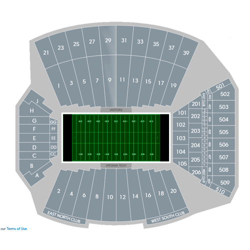 Virginia Tech Hokies Football vs. Marshall Thundering Herd Football Seat Map