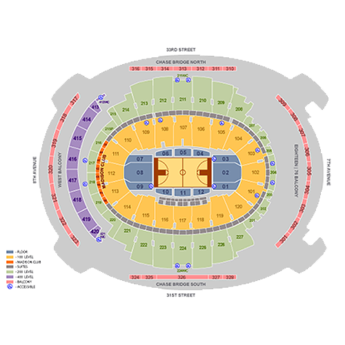 New York Knicks vs. Los Angeles Lakers Seating Plan at Madison Square Garden