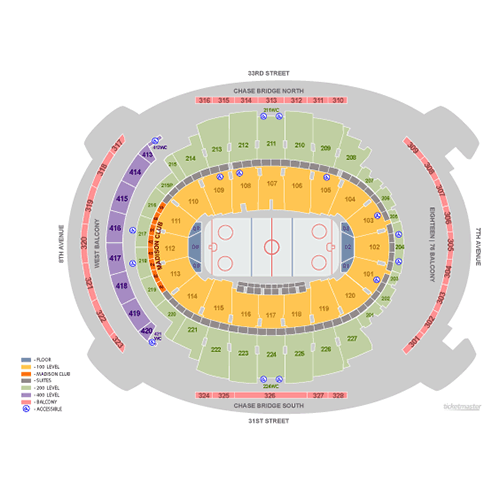 New York Rangers vs. New Jersey Devils Seating Plan at Madison Square Garden