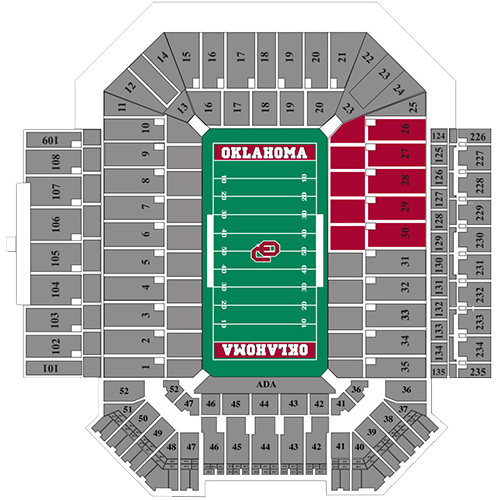 Oklahoma Sooners Football vs. Tennessee Vols Football Seat Map