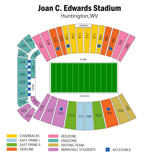 Marshall Thundering Herd Football vs. Georgia State Panthers Football Seat Map