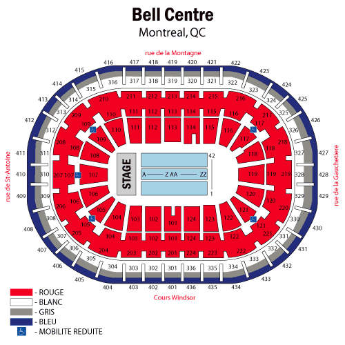 Detailed Seating Chart Bell Centre Montreal