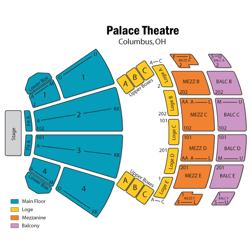 Palace Theatre Columbus Ohio Detailed Seating Chart
