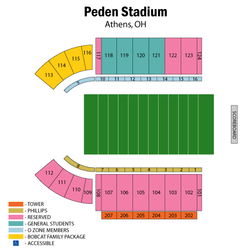 Ohio Bobcats Football vs. Eastern Michigan Eagles Football Seat Map