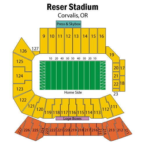 Oregon State Beavers Football vs. Colorado State University Rams Football Seat Map