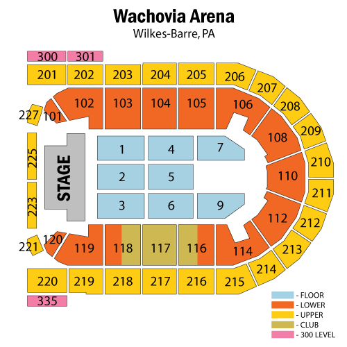 Mohegan Sun Arena Wilkes Barre Seating Chart With Rows