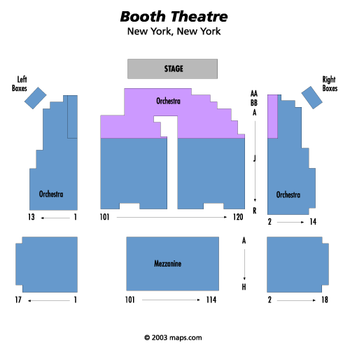 Booth Theater, New York, NY - Seating Chart & Stage - New York City Theater
