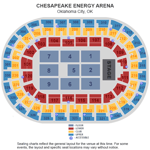 Oklahoma City Chesapeake Arena Seating Chart