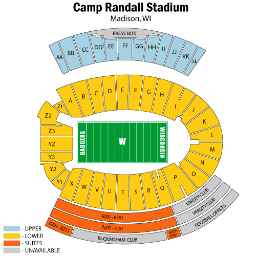 Camp Randall seating chart for Metallica in Madison