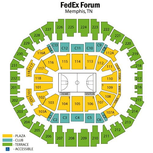 Fedex Forum Seating Chart Memphis Tigers