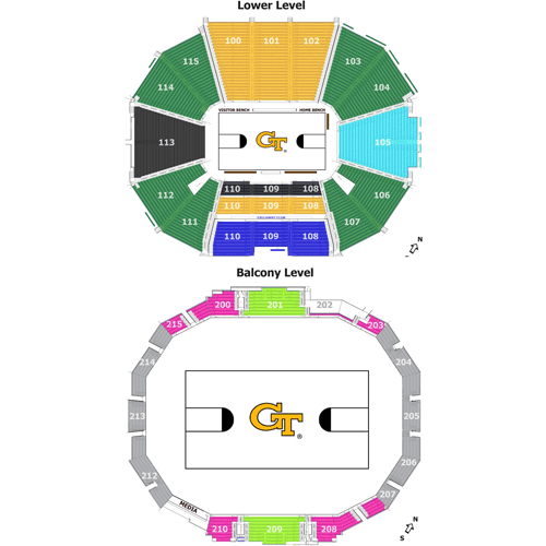 Seat map for Georgia Tech Yellow Jackets Womens Volleyball vs. SMU Mustangs Womens Volleyball