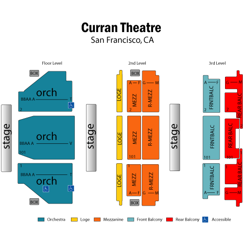 Curran Theatre Seatmap