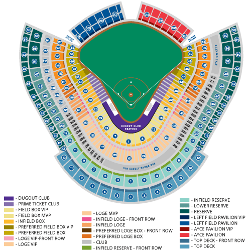 Seating Chart Dodger Stadium Los Angeles Ca