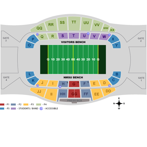 New Mexico State Aggies Football vs. Louisiana Tech Bulldogs Football Seat Map