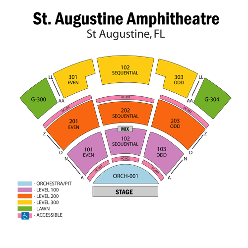 St Augustine Amphitheatre Seating Chart