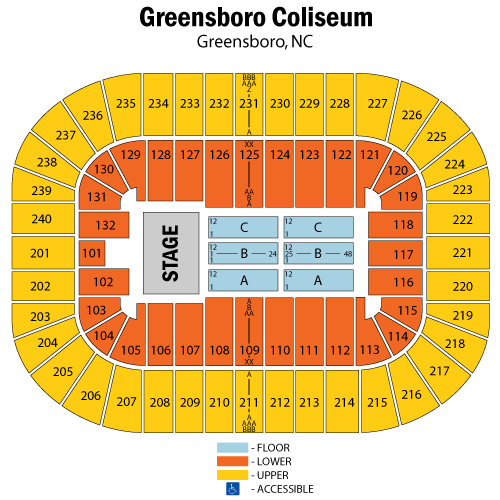Greensboro Coliseum Seating Chart For Concerts Elcho Table