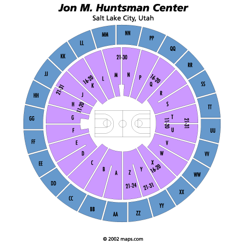 Venue seating chart for Utah Men's Basketball for reference only